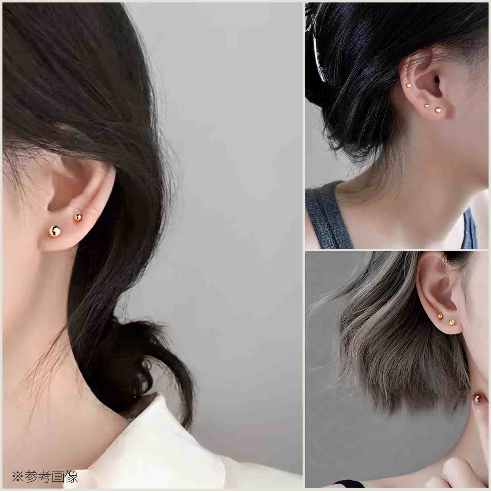 Jadymoon ブランド スタッドピアス 軟骨ピアス 丸玉ピアス ボールピアス シルバー925 18kコーティング シンプル 小さめ 軽い オシャレ 上品 トレンド カジュアル 通勤 デイリー プレゼント ギフト アレルギー対応 ゴールド