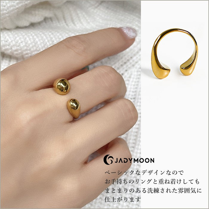 Jadyｍoon ブランド フォークリング オープンリング 指輪 シンプル おしゃれ 上品 デイリー プレゼント ギフト 18kコーティング アレルギー対応 ゴールド