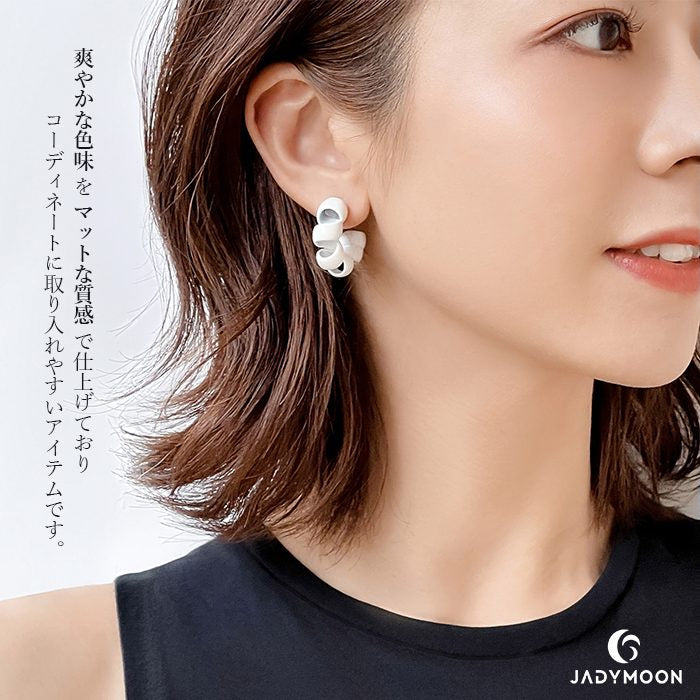 Jadymoon ブランド ピアス C型ピアス 螺旋 ユニーク おしゃれ シンプル プレゼント ギフト シルバー925 アレルギー対応 白 紫 ホワイト パープル