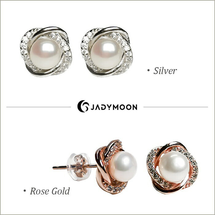 Jadymoon ブランド ピアス スタッドピアス パール ダイヤモンド クローバー 小ぶり 小さめ おしゃれ 上品 ギフト プレゼント シルバー925 18kコーティング アレルギー対応 シルバー ピンクゴールド ローズゴールド