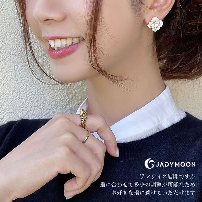 Jadymoon ブランド フォークリング オープンリング 指輪 結び目 ユニーク 上品 おしゃれ レトロ デイリー プレゼント ギフト 18kコーティング アレルギー対応 ゴールド