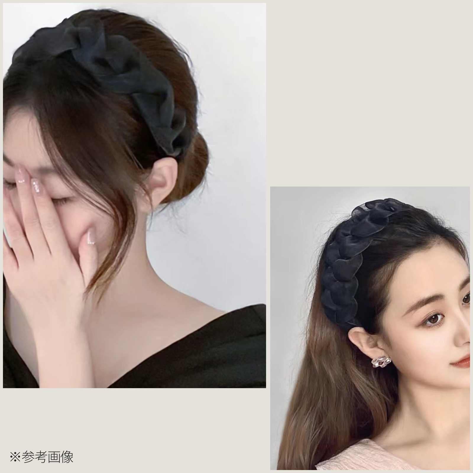 Jadymoon ブランド カチューシャ レディース レース ツイスト ボリューム 幅広 シンプル オシャレ トレンド デイリー フォーマル ドレス 結婚式 ギフト プレゼント ずれにくい 黒 ブラック ベージュ