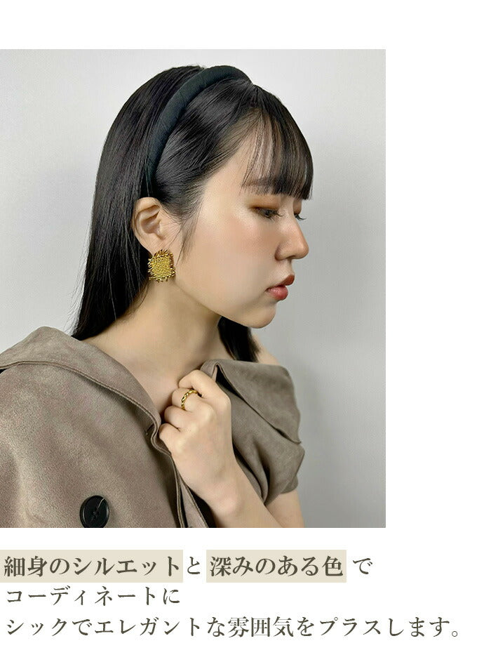 jadymoon ブランド カチューシャ ヘアアクセサリー 細め リネン風 シワ加工 シンプル 合わせやすい おしゃれ ずれにくい ストレスフリー シック エレガント トレンド 大人 デイリー オケージョン 無地 黒 ブラック ベージュ ブラウン